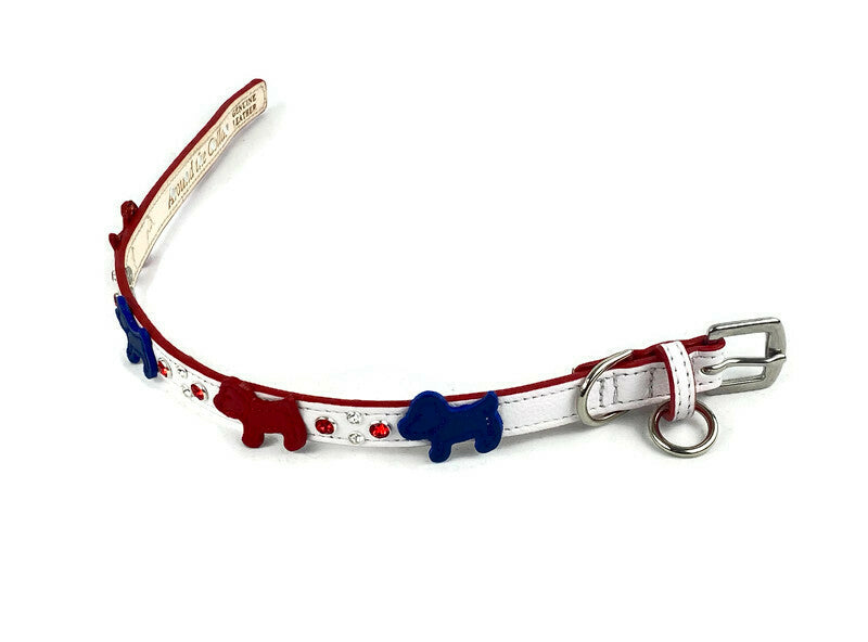 Malka Crystal Leather Dog Collar