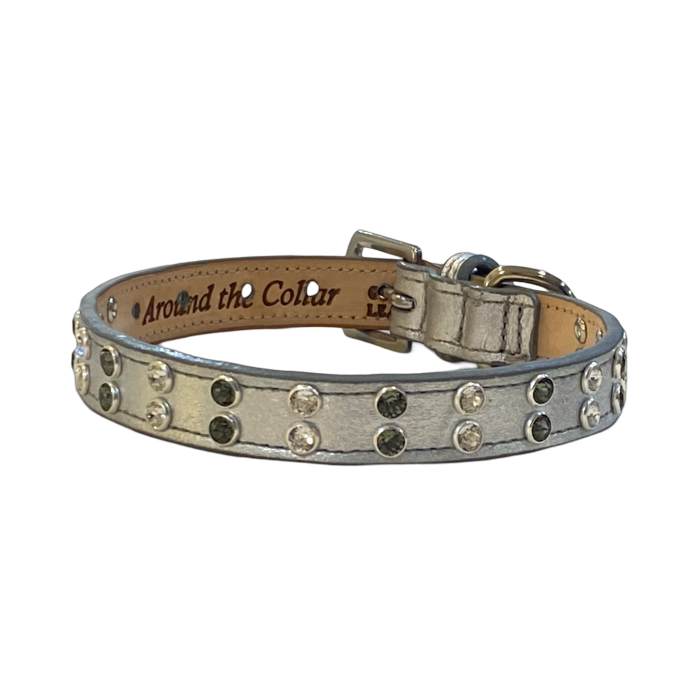 Kaufie Leather Dog Collar w-Double Row Crystals Product vendor