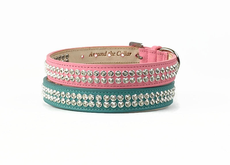 Ava Double Row Close Crystal Leather Dog Collar Product vendor