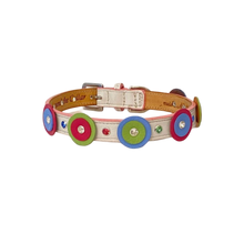 Cargar imagen en el visor de la galería, Brady Double Disc Leather Dog Collar with Crystals on Disc and Collar Product vendor