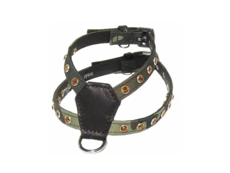 Brie Camouflage & Leather K Harness with Single Row Austrian Crystals