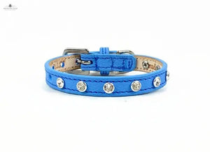 Brie Leather Collar with Single Row Clear Crystals