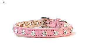 Brie Leather Collar with Single Row Clear Crystals