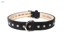 Load image into Gallery viewer, Brie Leather Collar with Single Row Clear Crystals