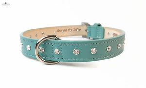 Brie Leather Collar with Single Row Clear Crystals