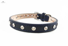 Load image into Gallery viewer, Brie Leather Collar with Single Row Clear Crystals