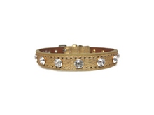 Load image into Gallery viewer, Brie Leather Cat Collar with Clear Single Row Crystals Product vendor