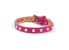 Load image into Gallery viewer, Brie Leather Cat Collar with Clear Single Row Crystals Product vendor