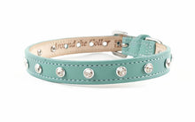 Load image into Gallery viewer, Brie Leather Cat Collar with Clear Single Row Crystals Product vendor