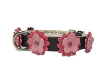 Cargar imagen en el visor de la galería, Penelope Flower Leather Dog Collar with Crystal on Flower Product vendor