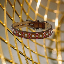 Cargar imagen en el visor de la galería, Callie Leather Christmas Dog Collar with Austrian Crystal Cluster Product vendor