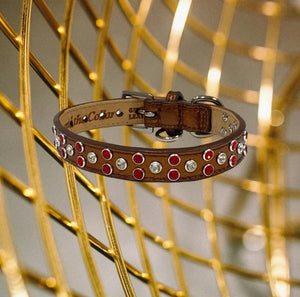 Callie Leather Christmas Dog Collar with Austrian Crystal Cluster Product vendor