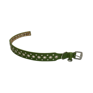 Jaxon Wider Leather Dog Collar w-Eyelet & Stud Nickel Cluster