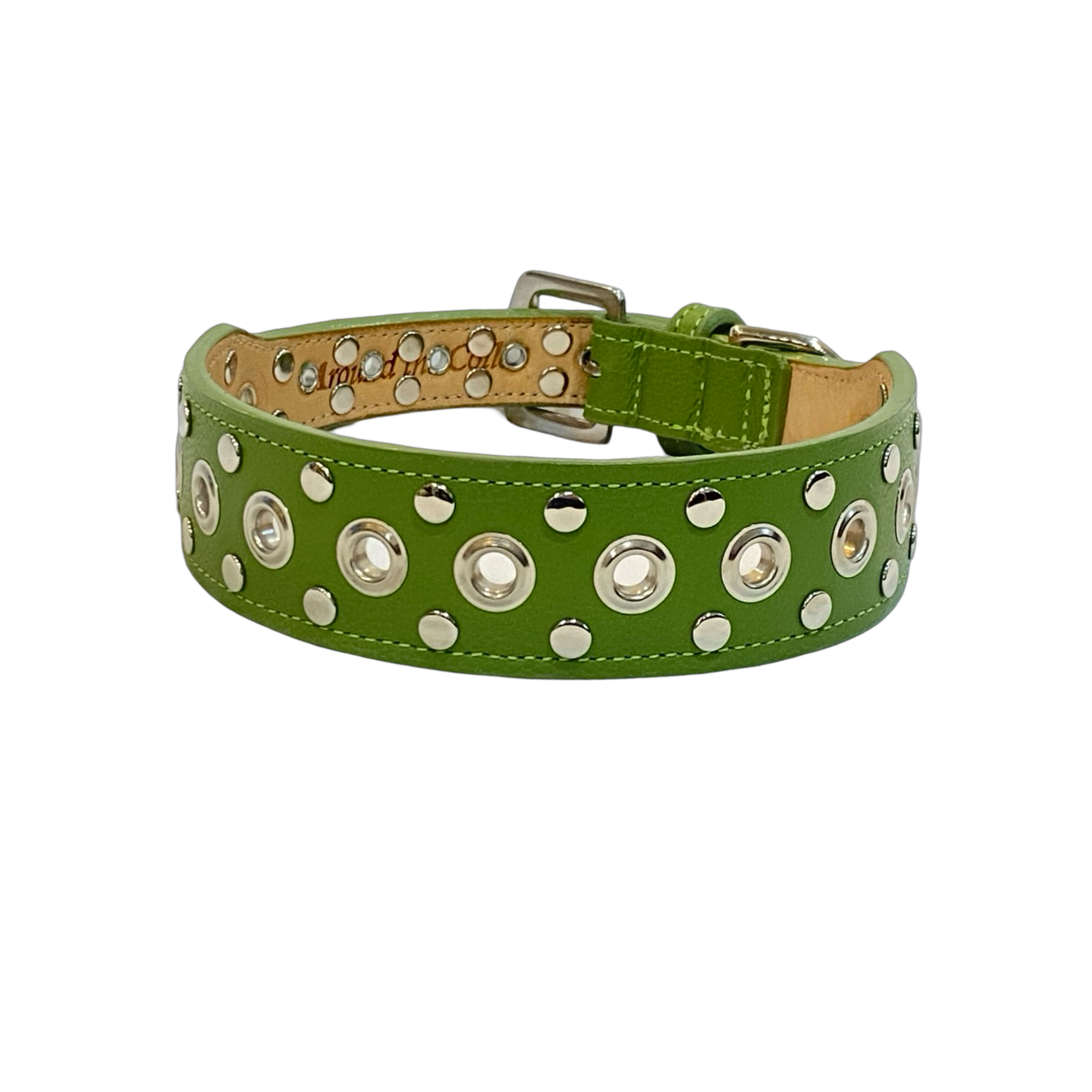 Jaxon Wider Leather Dog Collar w-Eyelet & Stud Nickel Cluster