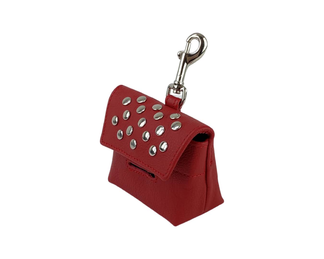 Bells Leather Poop Bag Holder with Nickel Stud Cluster 