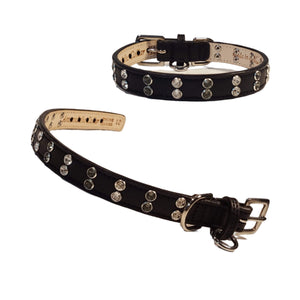 Kaufie Leather Dog Collar w-Double Row Crystals Product vendor