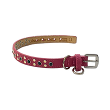 Load image into Gallery viewer, Leah Leather Dog Collar Cluster with Small Crystals on Edge. Medium down center Product vendor