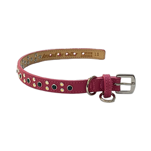 Leah Leather Dog Collar Cluster with Small Crystals on Edge. Medium down center Product vendor