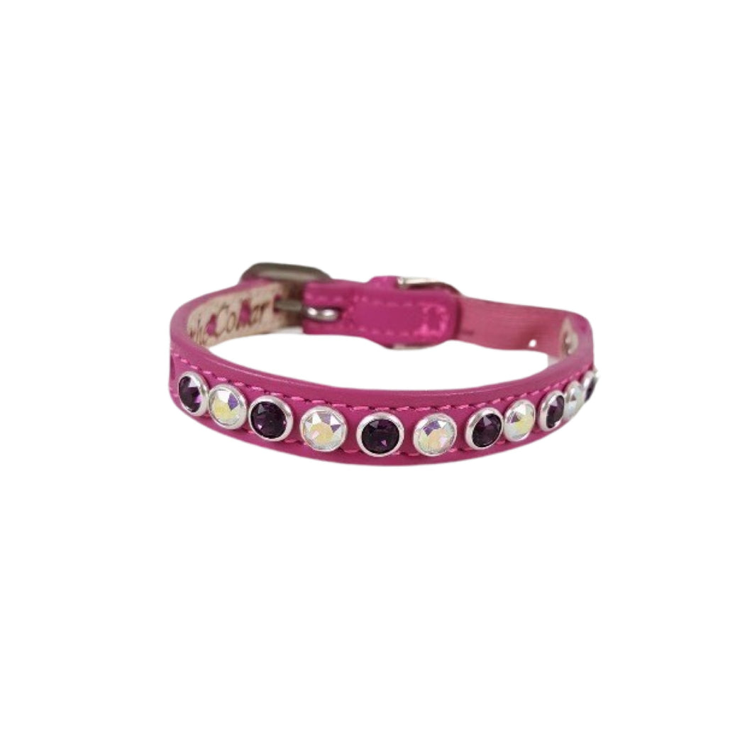 Shanti Leather Cat Collar with Alternating Single Row Austrian Crystals Close Together WIP Product vendor