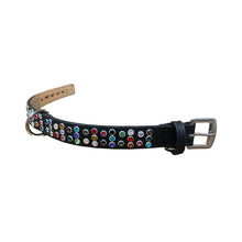 Cargar imagen en el visor de la galería, Dixie Cluster Leather Dog Collar w/Med Crystals 3-2 Row Spaced Product vendor