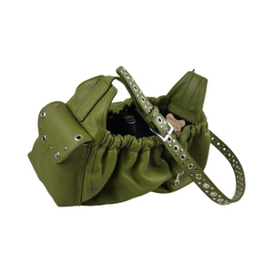 Avocado leather Jaxon dog sling carrier