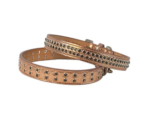 Kaufie Leather Dog Collar w-Double Row Crystals Product vendor