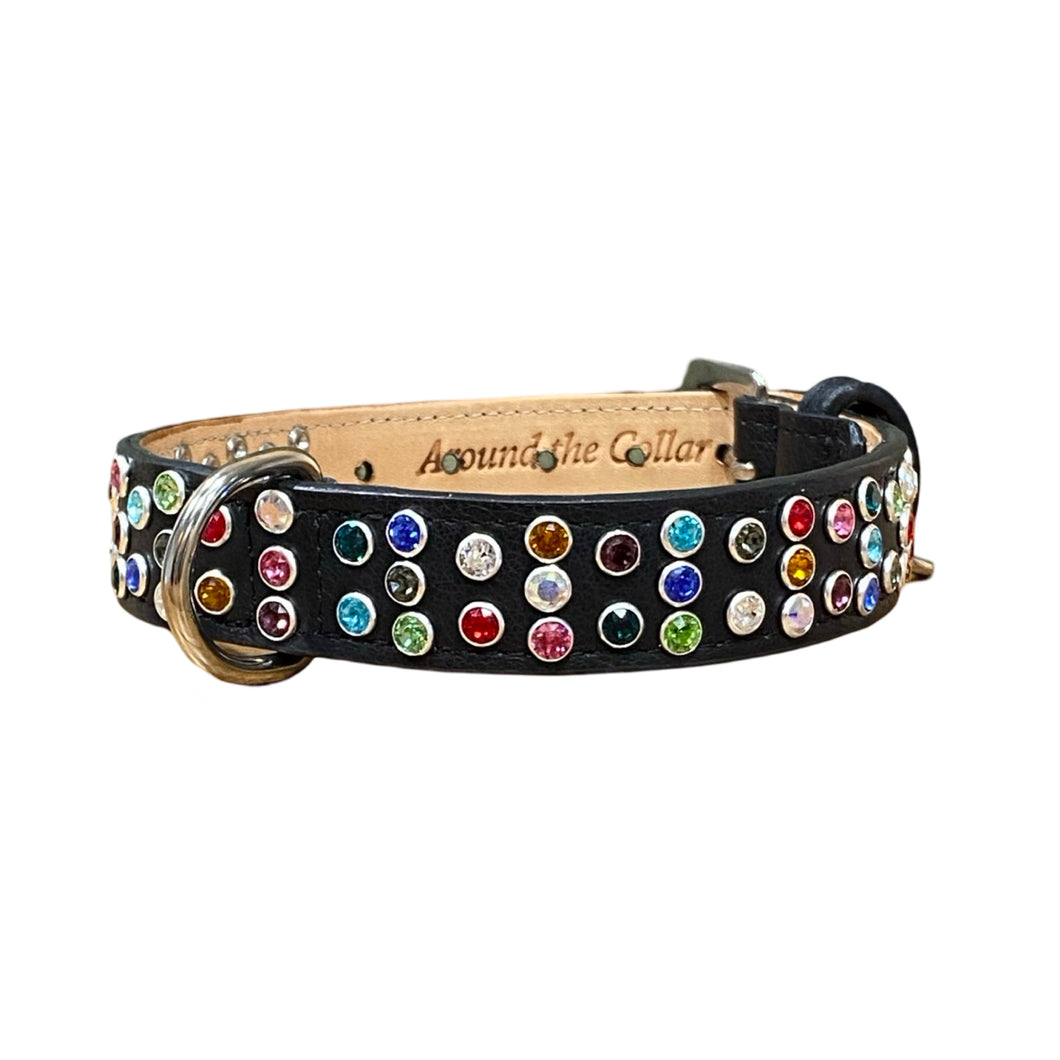 Dixie Cluster Leather Dog Collar w/Med Crystals 3-2 Row Spaced Product vendor