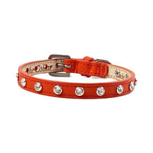 Load image into Gallery viewer, Brie Leather Cat Collar with Clear Single Row Crystals Product vendor