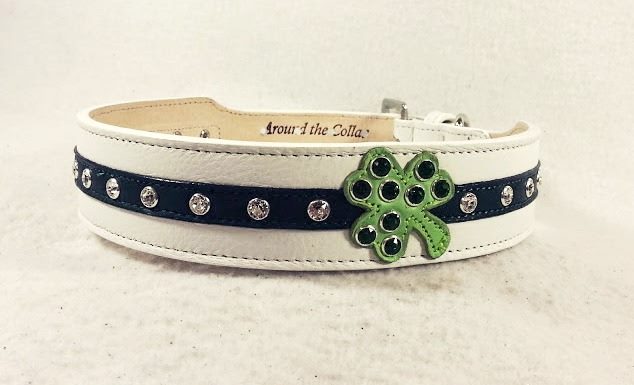 Shamrock Wider Leather Dog Collar Stripe Center Product vendor