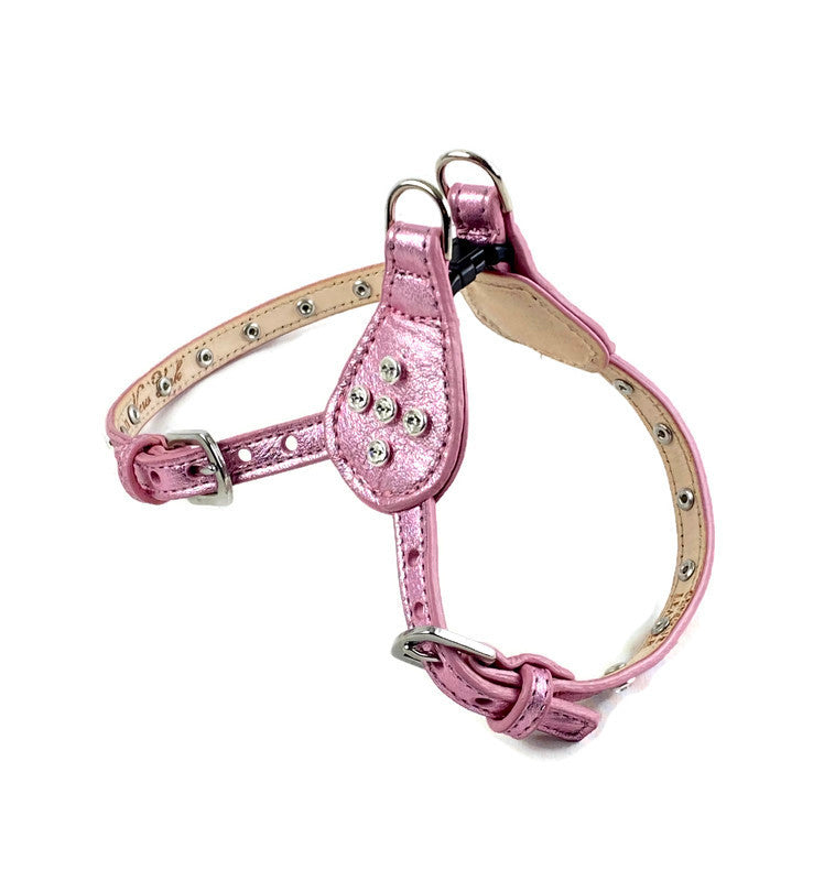 Brie Metallic Leather Step-In Dog Harness with Crystals on Straps & Side Tabs Product vendor