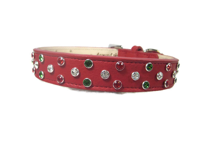 Callie Leather Christmas Dog Collar with Austrian Crystal Cluster Product vendor