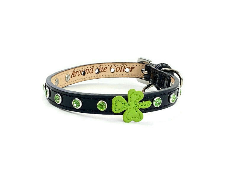 Shamrock Leather Dog Collar with Crystals Product vendor