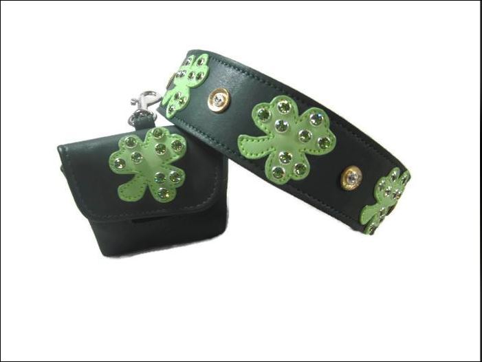 Shamrock Wide Leather Dog Collar Product vendor