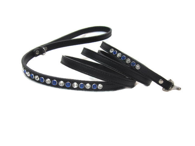 Shanti Leather 2 Tone Crystal Leash - Around The Collar NY