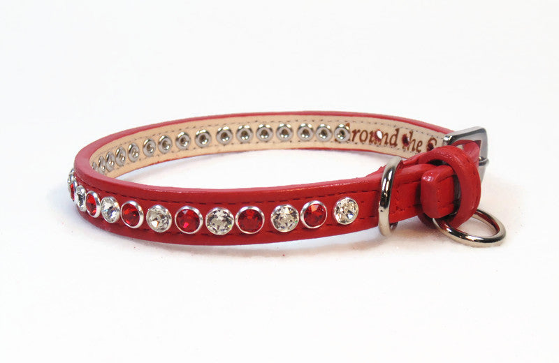 Leather jeweled 2025 dog collar