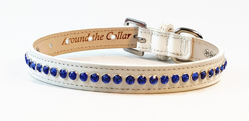 Shanti Leather Hanukkah Dog Collar w-Single Row Austrian Crystals Close Together Product vendor