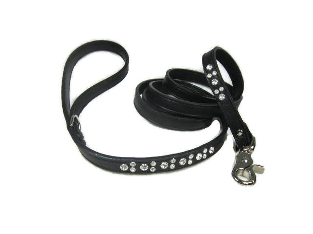 Stella Leather Dog Leash with all Clear Austrian Crystal Cluster Product vendor